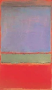 6 (Violet, Green, and Red) by Mark Rothko, an abstract painting with large violet, green, and red color fields.