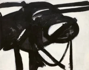Chief by Franz Kline, an abstract expressionist painting featuring bold black and white brushstrokes. 