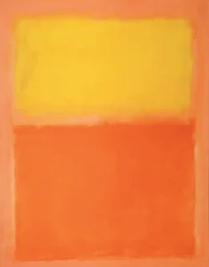The Yellow Curtain by Mark Rothko, an abstract painting featuring warm yellow and orange color fields. 