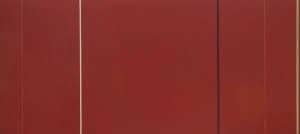Vir Heroicus Sublimis by Barnett Newman, an abstract painting featuring a large red field with vertical lines. 