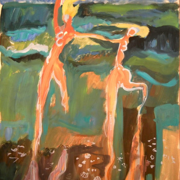 Two Nudes Dancing at the Beach